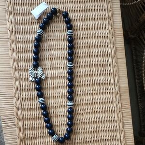 Kate Spade Out of the Loop Navy and White necklace with metal bow